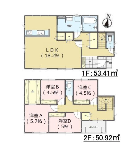 福岡市南区寺塚1丁目第2-3棟（2号棟）の間取り|全居室収納付きで便利です。