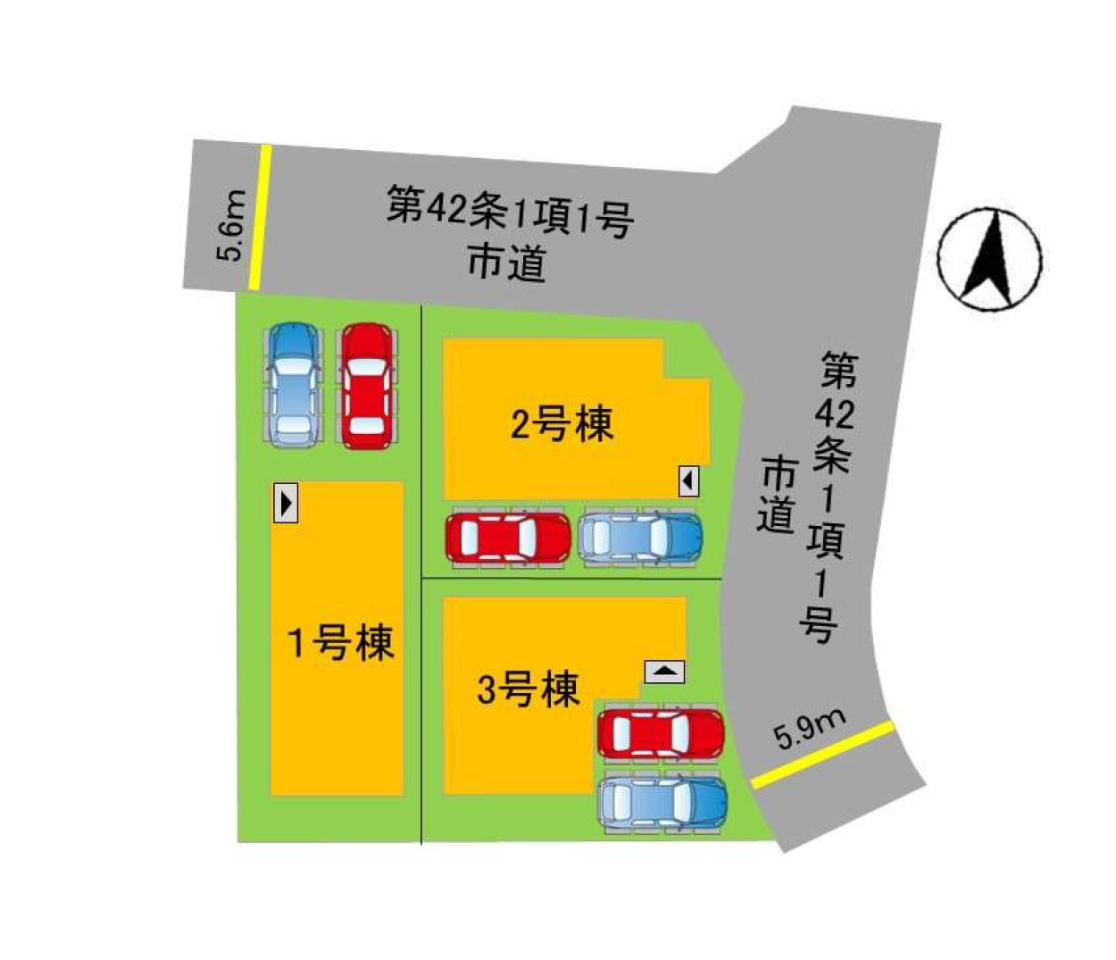 福岡市南区寺塚1丁目第2-3棟（2号棟）の区画図|配置図（2号棟）