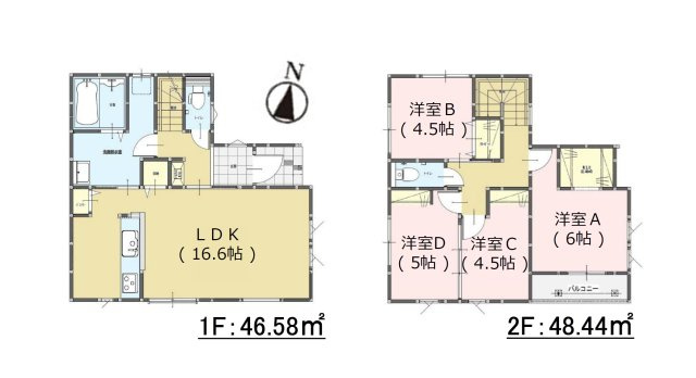 福岡市早良区田村5丁目第6-1棟（1号棟）の間取り|全居室収納付きで便利です。