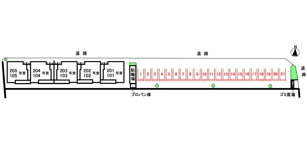 ヴィラ　アルドーレの区画図|駐車場