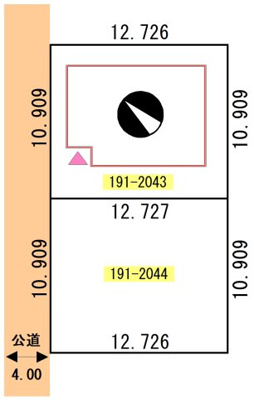 【区画図】 | 愛国東2丁目191-2043.2044売家