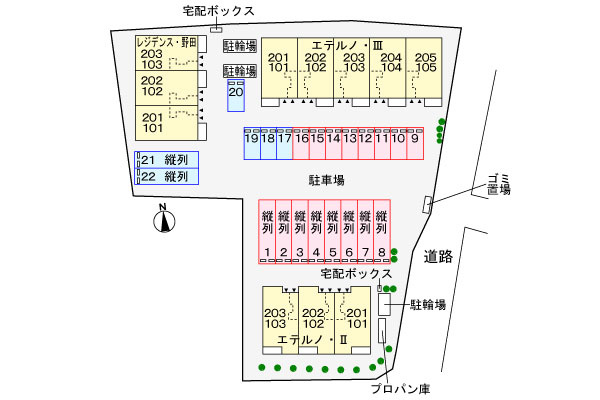 エテルノ・Ⅲの区画図|駐車場