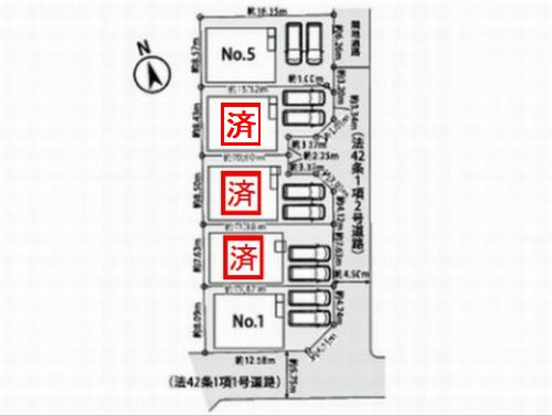 【区画図】 | 【仲介手数料０円】藤沢市辻堂太平台1丁目　新築一戸建て　全5棟 | 藤沢市辻堂太平台1丁目　新築一戸建て　全5棟