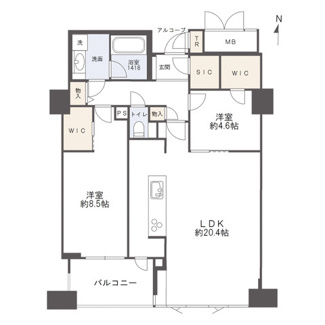 【間取り】 | ビオール大阪大手前タワー | 【間取り】11階・南向き住戸！WIC・SIC完備で収納充実！