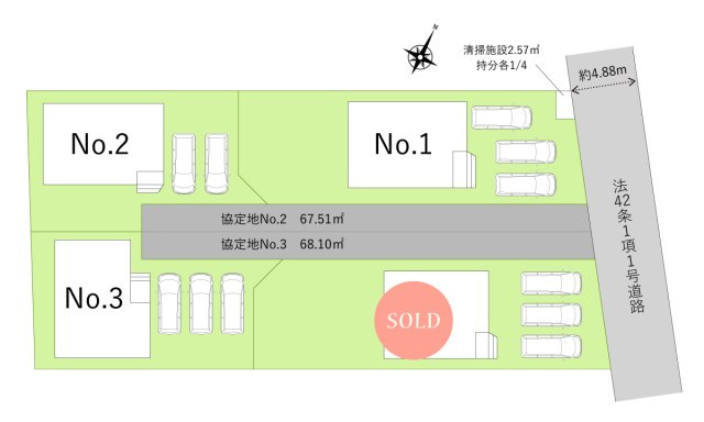 富士見市大字東大久保の新築一戸建の区画図|カースペース並列2台～3台可でセカンドカーや来客用にも◎
ららぽーと富士見まで車で約分の近さ！気軽にショッピングも楽しめます♪