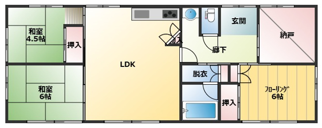 【間取り】 | 吾妻郡長野原町大字応桑チカヤ　平家　3SLDK