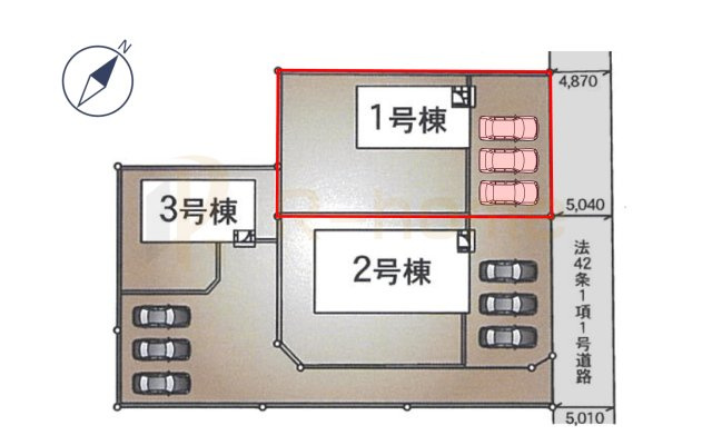 つくば市高見原第17　新築戸建て　1号棟の区画図|大きなお買い物だからこそ、メリット・デメリットを伝えさせて頂きます。
R-homeにお任せください♪