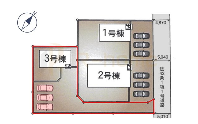 つくば市高見原第17　新築戸建て　3号棟の区画図|大きなお買い物だからこそ、メリット・デメリットを伝えさせて頂きます。
R-homeにお任せください♪