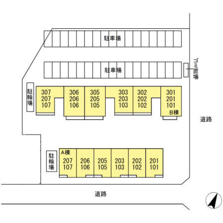 サニープレイス十一屋　Ｂ棟の区画図