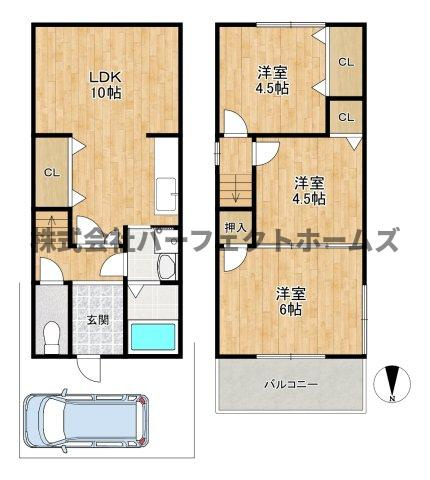 養父西町戸建　賃貸の間取り