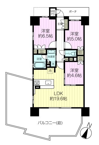 ワコーレ深江北町Ｓａｉｌｓの間取り|専有面積約68.04㎡、バルコニー面積約35.94㎡