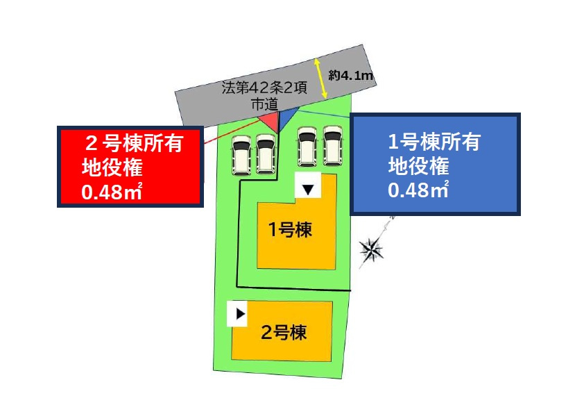 福岡市南区野多目2丁目第2-2棟（2号棟）の区画図|配置図（2号棟）