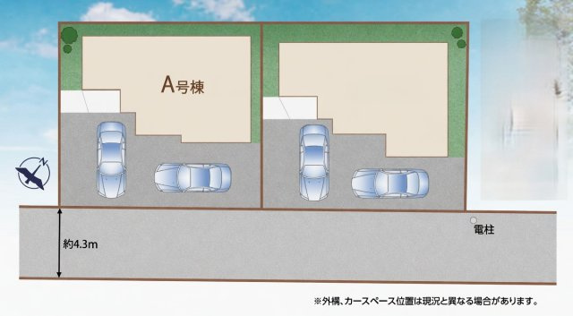 水戸市曙町　新築戸建　A号棟の区画図