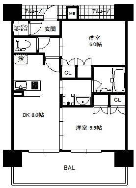 大阪市中央区松屋町の賃貸マンションの間取り