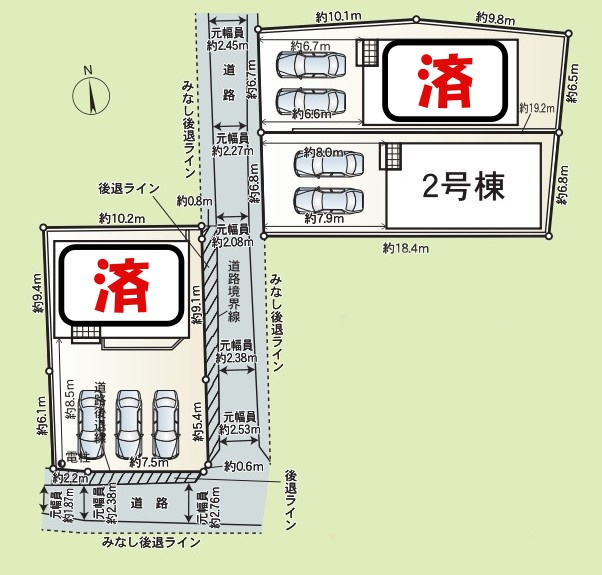 【完成】知多郡東浦町大字石浜　全3棟の区画図|全体区画数｜全3棟　　　　　　　　　　　　　　　　　　　　　　　　　　　　
◆駐車並列２台可能！(但し、車種による)
◎まずは、お気軽にお問い合わせください。現地を案内しながら周辺環境も見て頂けます。
