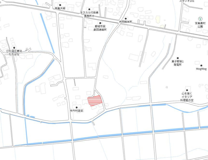 都城市菓子野町の売地の土地図