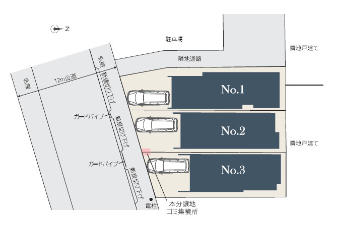練馬区南大泉1丁目　アクセス便利　家事楽プラン　全3棟の区画図