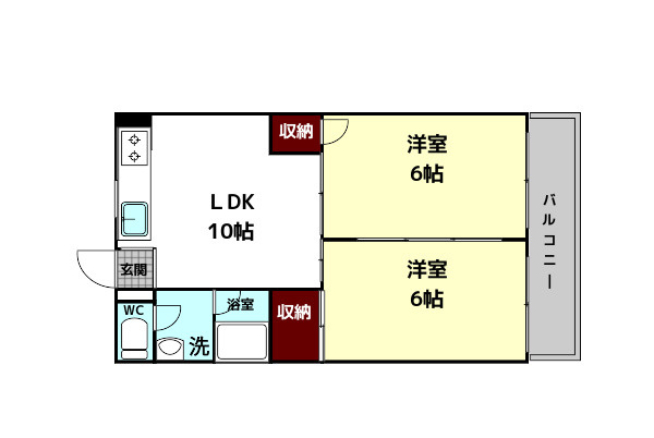 生駒市俵口町の賃貸マンションの間取り