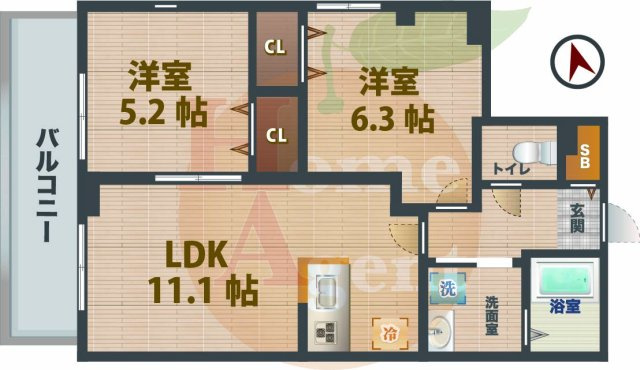 【間取り】 | メゾンMume | 2LDKのお部屋です。