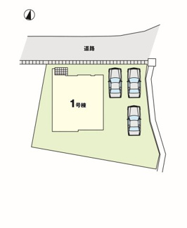 【区画図】 | 行健小学校・行健中学校区　郡山市富久山町　-リガーレⅡ-　１１期　全１棟　１号棟 | １号棟　区画図　駐車スペース３台以上の広々とした駐車場です♪