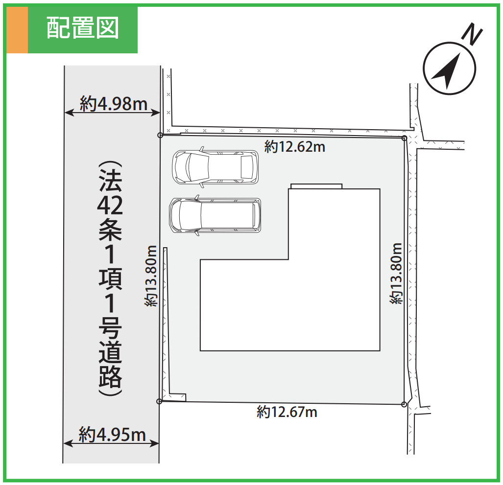 横浜市金沢区富岡西4丁目 新築戸建て【仲介手数料無料】カースペース2台の区画図