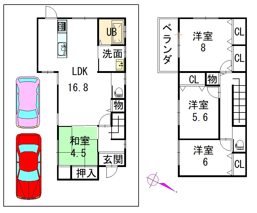阪南市舞３丁目　中古戸建の間取り