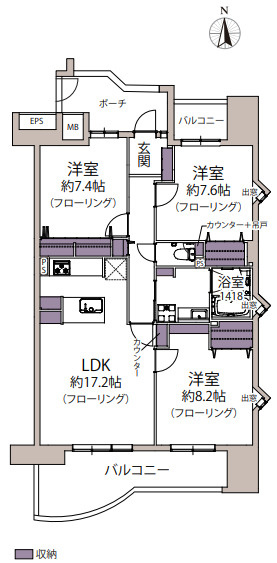 【間取り】 | 西福岡マリナタウンイーストコート、5号棟☆仲介手数料無料☆