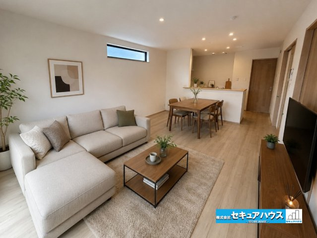 【本日ご案内可能】刈谷市松坂町2丁目　全1棟の居間・リビング|【LDKに家具を配置したイメージ図】
◆広々としたリビングのため大きな家具を配置することが可能です。シンプルなリビングのため好きなテイストの空間をつくることができます。　　　　　　　　　　　　　　　　