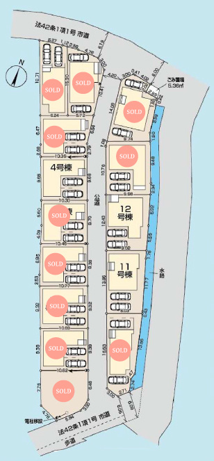 富士見市渡戸１丁目の新築一戸建の区画図|全区画駐車2台可能！！
ご夫婦で車をお持ちの方も安心です♪