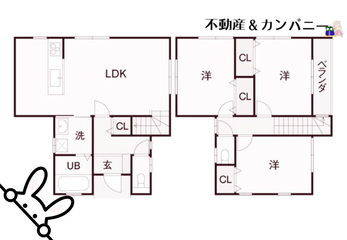 西垣生町の中古のおうち　松山市西垣生町中古戸建の間取り
