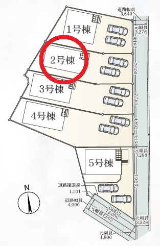 西尾市平口町第1　新築分譲住宅　全5棟　2号棟の区画図