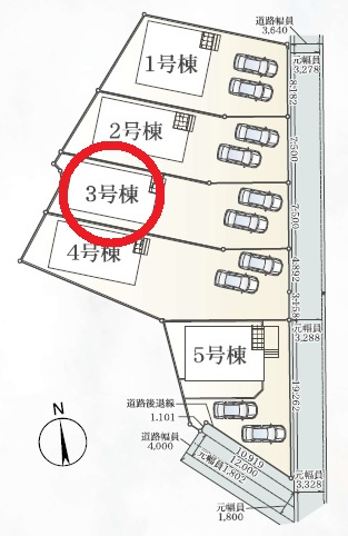 西尾市平口町第1　新築分譲住宅　全5棟　3号棟の区画図