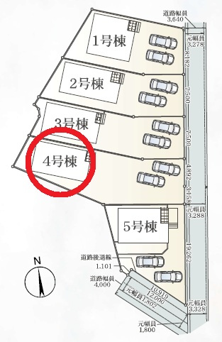 西尾市平口町第1　新築分譲住宅　全5棟　4号棟の区画図