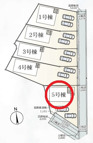 西尾市平口町第1　新築分譲住宅　全5棟　5号棟の区画図