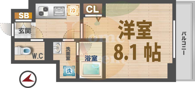 【間取り】 | XEBEC方南町 | 1Kのお部屋です。