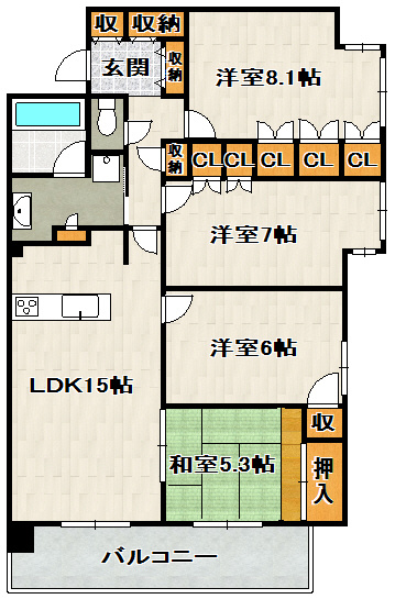 リベール宝塚ラフィーナの間取り