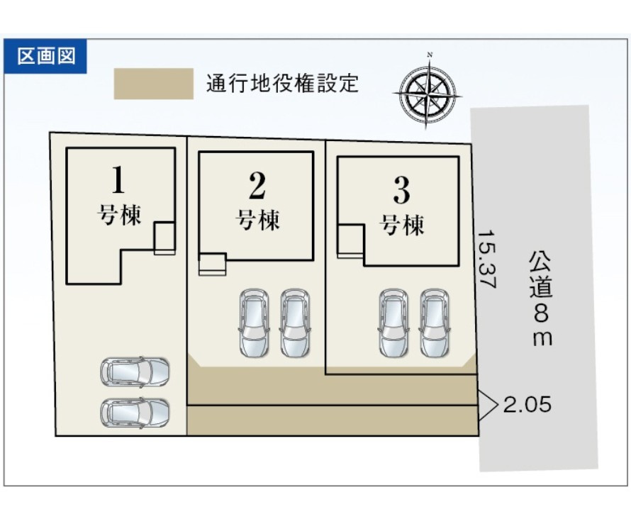 新築戸建　富士市中之郷　全3棟　2号棟の区画図|2号棟です