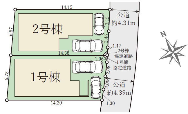 明石市大久保町18期八木（全2棟）1号棟の区画図|1号棟