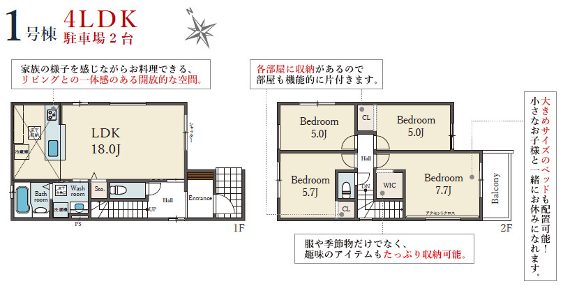 明石市大久保町18期八木（全2棟）1号棟の間取り|4LDK＋WICです。