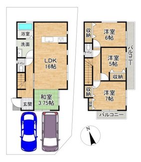 【間取り】 | 一乗寺燈籠本町　戸建 | 3LDKとタタミコーナーもあります。