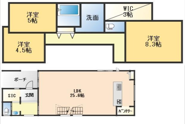 豊中市上野東3丁目　新築戸建の間取り