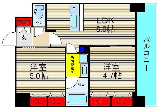 エステムプラザ難波ＷＥＳＴⅡプレディアの間取り