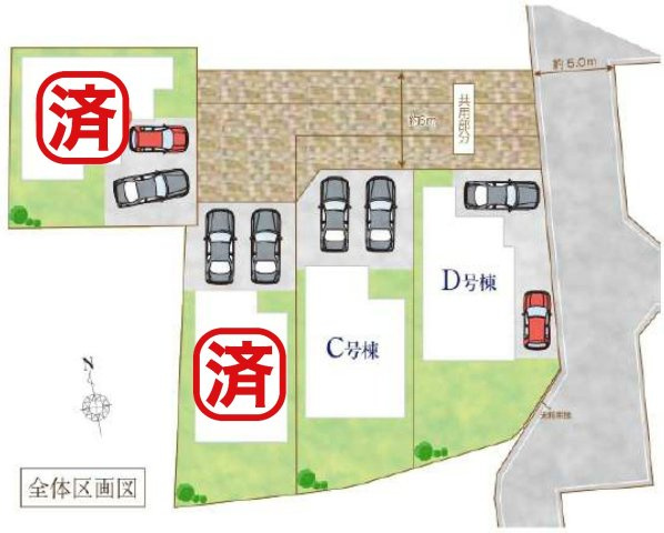 三郷市戸ケ崎　新築戸建　全4棟　C号棟の区画図|カースペース並列2台可能