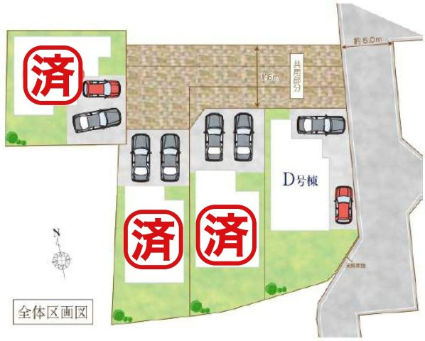 三郷市戸ケ崎　新築戸建　全4棟　D号棟の区画図|カースペース並列2台可能