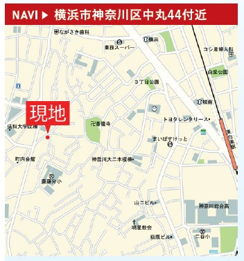 仲介手数料無料　横浜市神奈川区中丸の地図