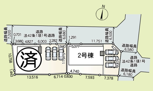 【区画図】 | 前橋市粕川町新屋　平屋　新築住宅