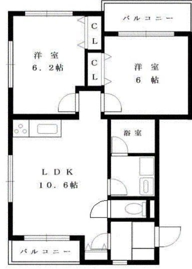 【間取り】 | ウエストバレー弐番館 | 2LDKの間取りです！