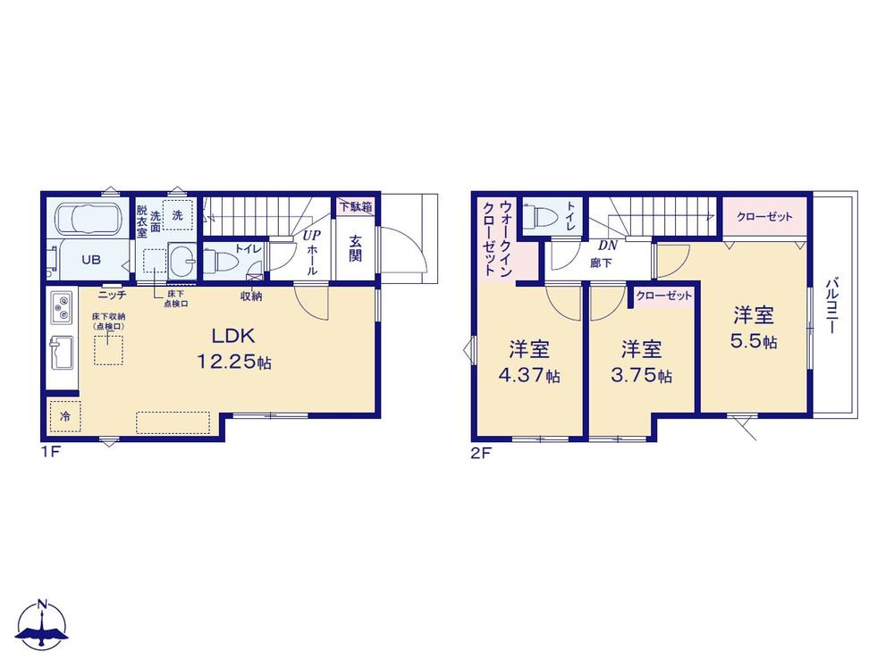【LIGNAGE】小平市仲町01期の間取り|〇本物件【２号棟】の間取・平面図です〇　敷地面積:　81.87㎡　建物面積:　65.42㎡　