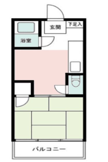 【間取り】 | 大銀マンション | 1DKはダイニングキッチンと居室が分かれているため、食事とくつろぎの空間を分けられるのがメリット。ワンルームよりも生活空間にメリハリをつけやすく、広々とした空間で余裕のあるな生活を送れる点が魅力です。
