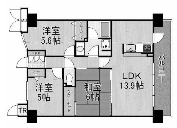 【間取り】 | ディオ・フェルティ向日東Ⅱ番館 | 専有面積65.15㎡
